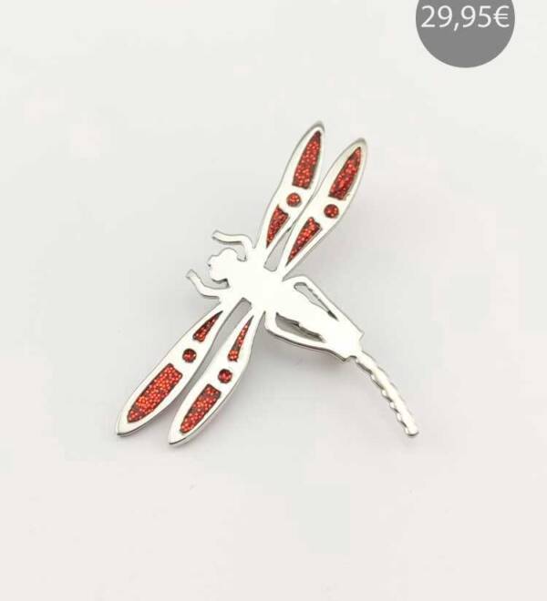 Broche libélula rojo