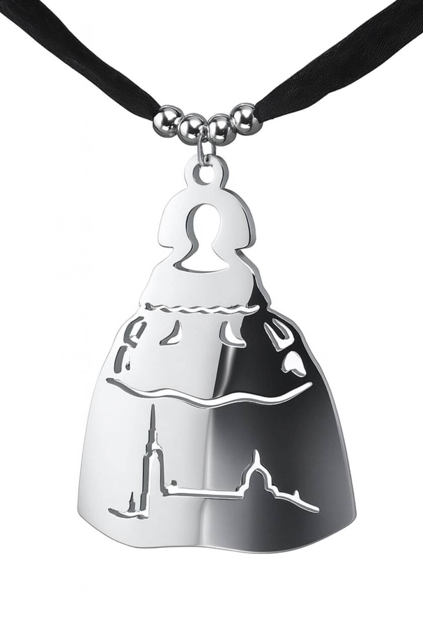 Colgante Menina Skyline Salamanca en Acero Inoxidable 316 con Diseño Artesanal y Cordón Ajustable
