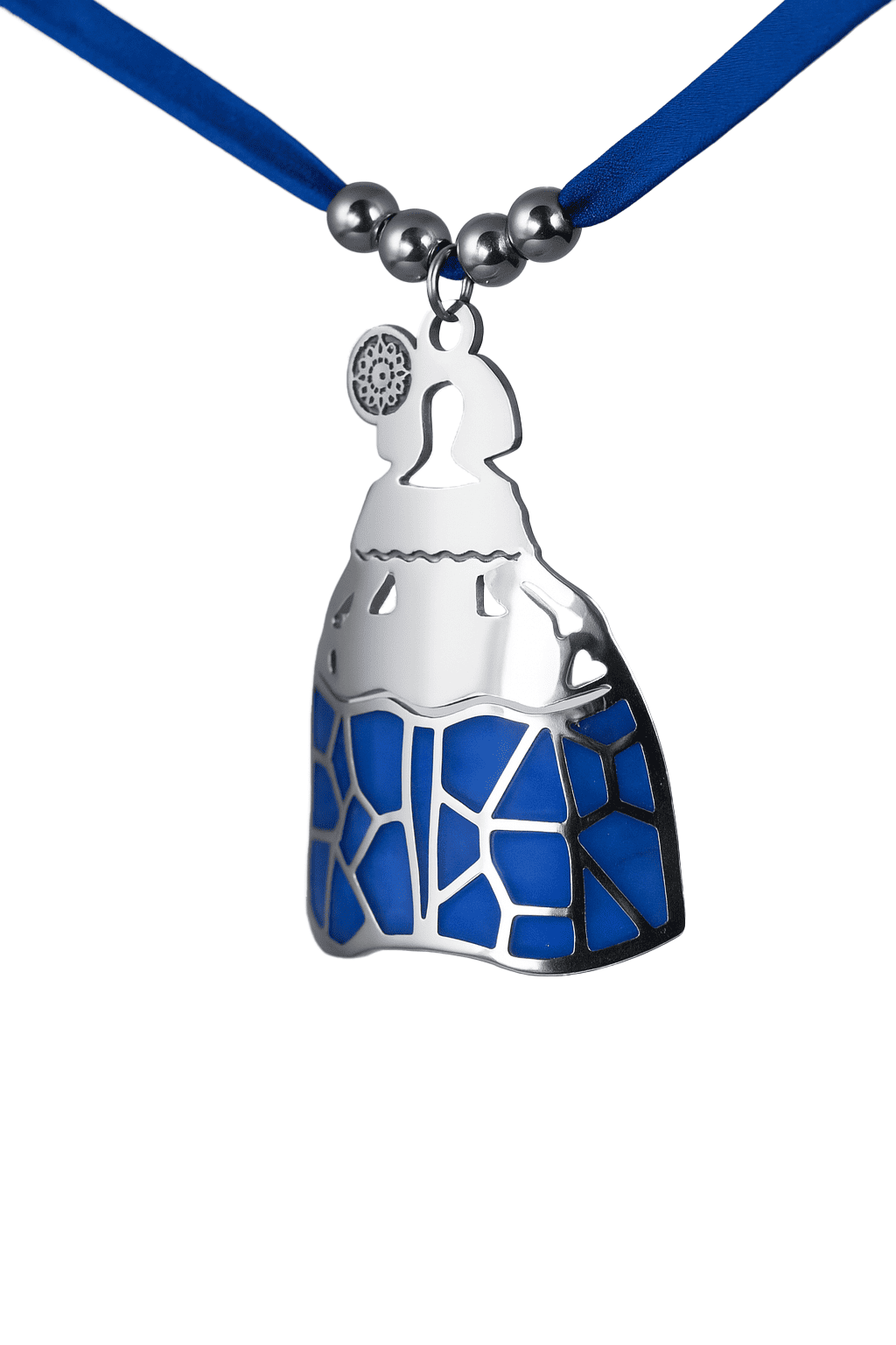 Colgante Menina Vidriera en Acero Inoxidable 316 con Resina Artesanal y Cordón Ajustable de Colores - Imagen 2