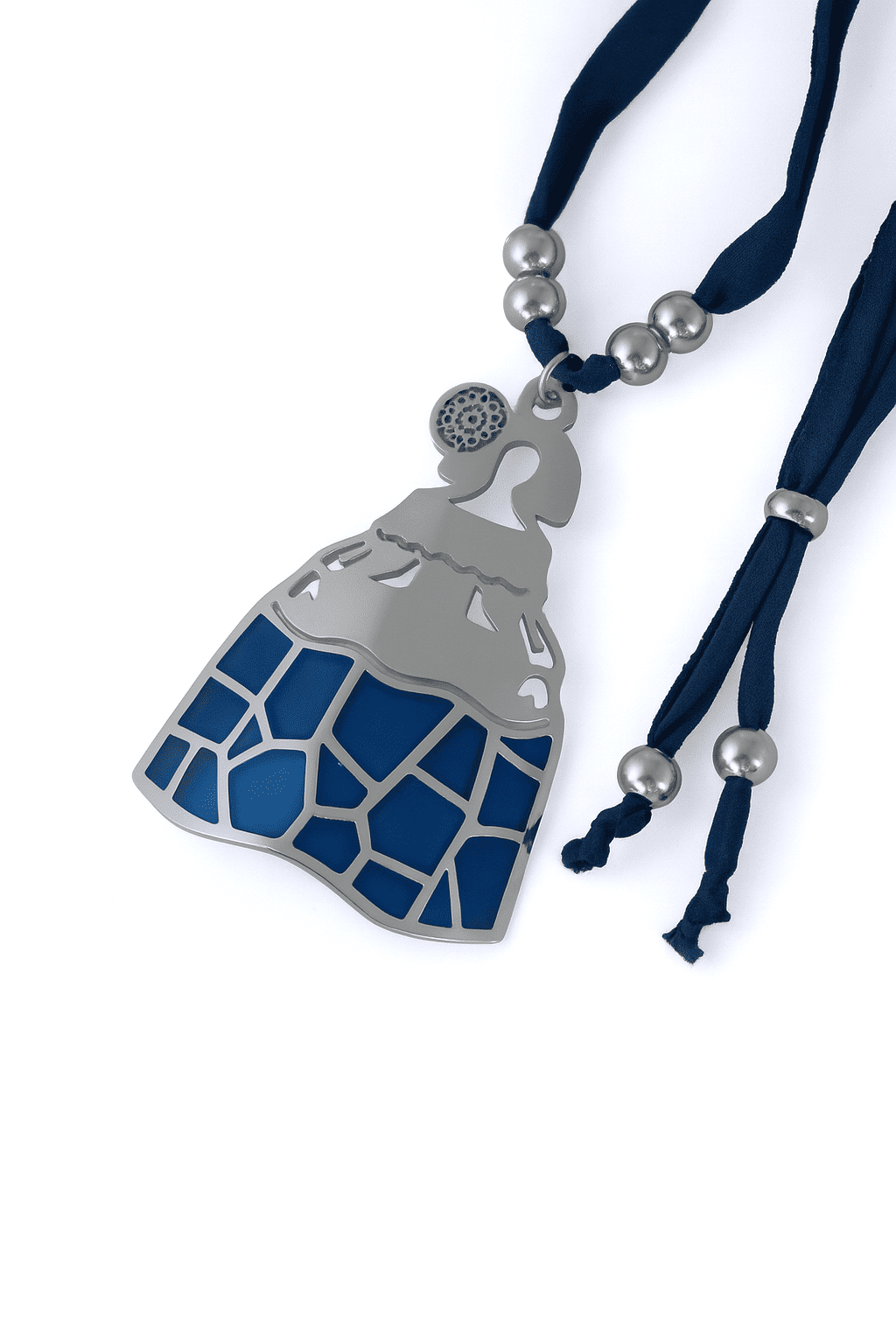 Colgante Menina Vidriera en Acero Inoxidable 316 con Resina Artesanal y Cordón Ajustable de Colores - Imagen 3